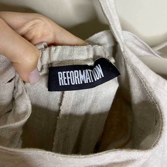 Reformation Trace Oatmeal Linen Cream Tan Jumpsuit Size 0 - Picture 11 of 11